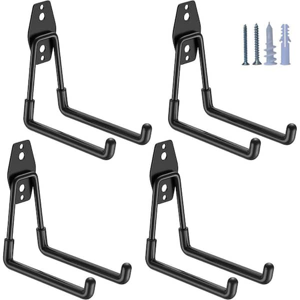 Heavy Duty Garage Hooks 5.1 in. Metal Medium U Shaped Wall Mounted Storage System for Ladders Hose Tools 4 Pack