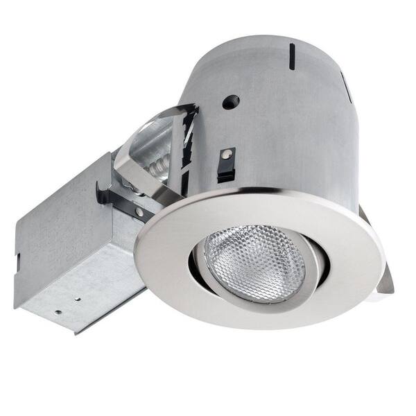 Globe Electric 5 in. Brushed Steel Recessed Sleek Directional Lighting Kit