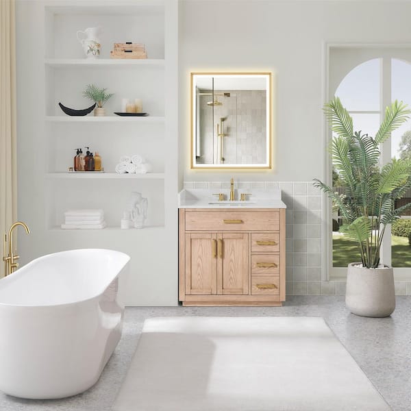 Altair Gavino 36 in. Single Freestanding Natural Ash Bath Vanity