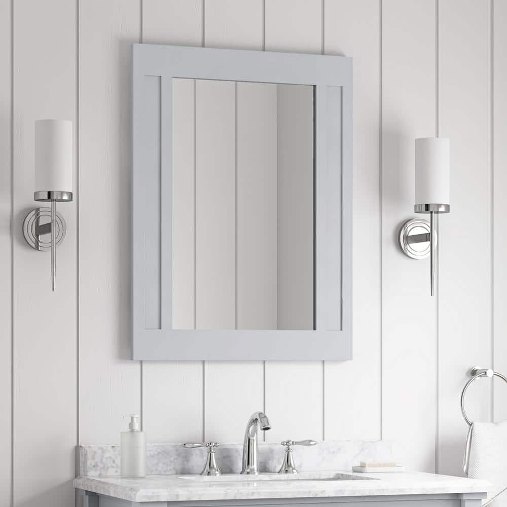 Home Decorators Collection Aberdeen 33 in. W x 36 in. H Rectangular Framed Wall Mount Bathroom Vanity Mirror in Dove Gray