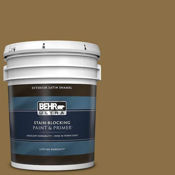 BEHR ULTRA 5 gal. #330F-7 Nutty Brown Satin Enamel Exterior Paint & Primer