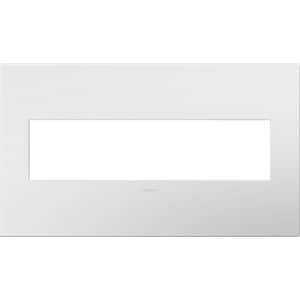 Adorne 4 Gang Decorator/Rocker Wall Plate with Microban, Gloss White on White (1-Pack)