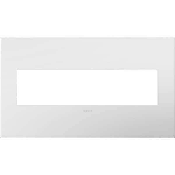 Legrand adorne 4 Gang Decorator/Rocker Wall Plate with Microban, Gloss White on White (1-Pack)