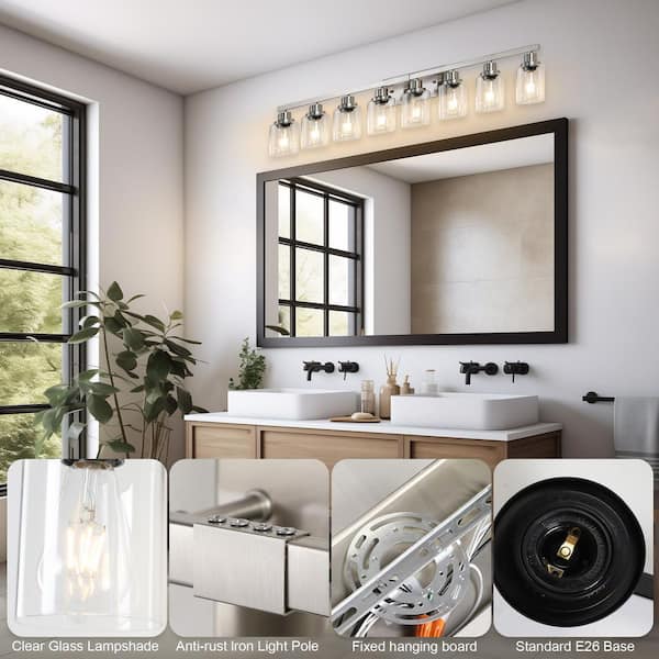 51 in. 8 Light Bathroom Vanity Light, Brushed Nickel Wall Sconce for Mirror Dressing room, Bulbs not Included