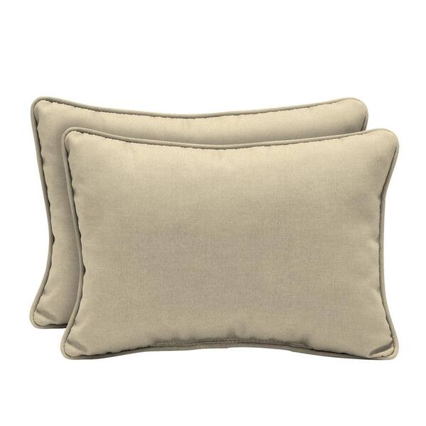 Arden Selections 22 x 15 New Tan Leala Texture Oversized Lumbar Outdoor Throw Pillow (2-Pack)