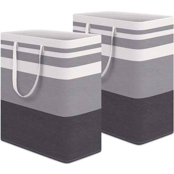 Unbranded 100 L Fabric Laundry Basket Hamper with Handles Gray (2-Pack)