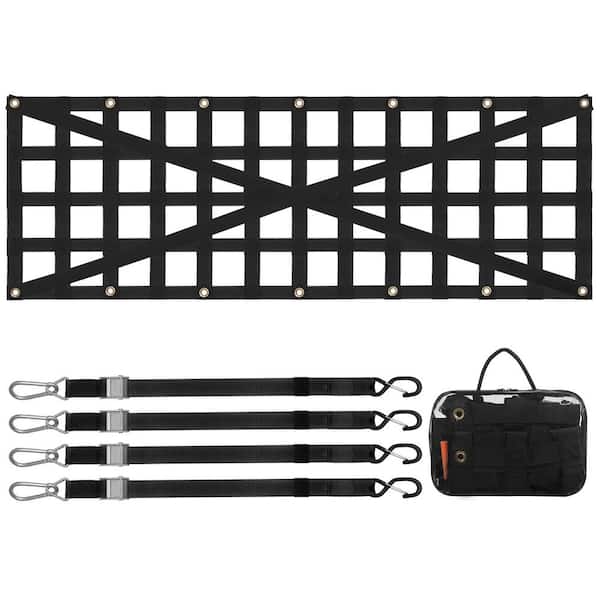Tailgate Net, 54 in. x 18 in., Rope, Heavy Duty Cargo Net for Truck Bed with 4 Adjustable Telescopic Straps, Cross