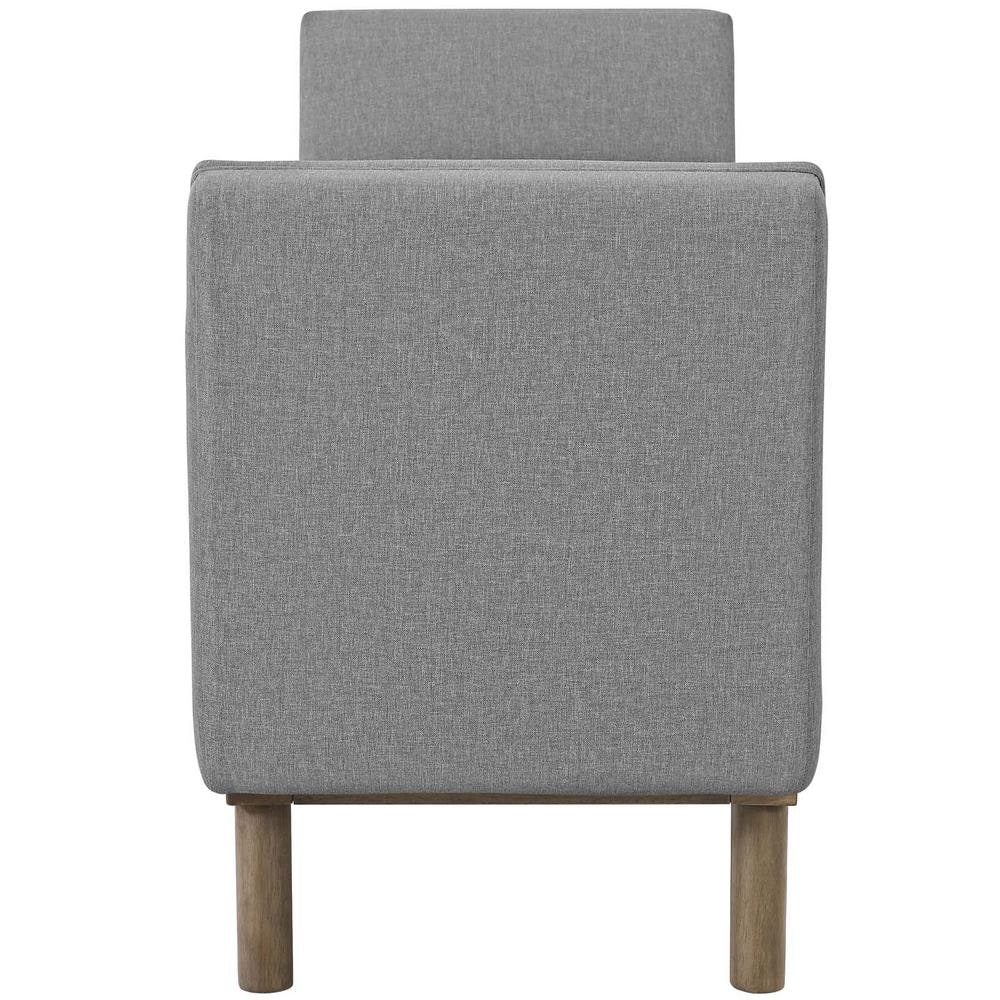 Haven Light Gray Tufted Fabric Mid-Century Accent Bench