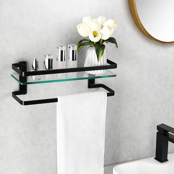 Floating Shelves for Bathroom Wall Shelf with Towel Bar and 5