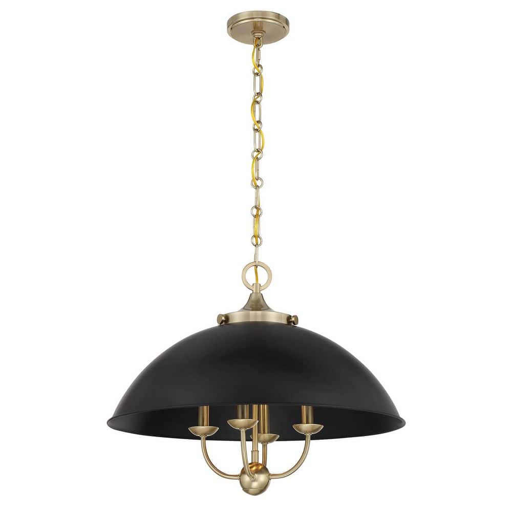 Monterey 60-Watt 22 in. W x 18 in. H 4-Light Matte Black/Warm Brass Pendant Light, No Bulbs Included price history on PriceWatchPro