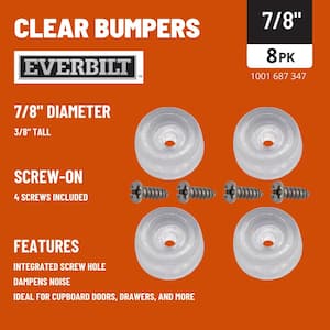 7/8 in. Clear Rubber Like Plastic Screw-On Surface Bumpers (4-Pack)
