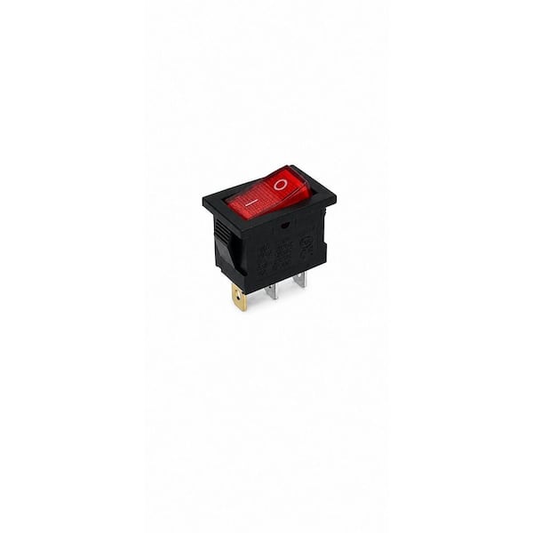 10 Amp Single-Pole Mini Rocker Switch with Indicator Light, Red, ETL Listed Lighted Rocker Switch for Automotive Use