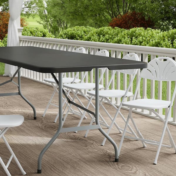 MoNiBloom Gray Frame Black Plastic Tabletop Rectangle Foldable