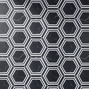 Ontario Night Black Hexagon 8.58 in. x 9.89 in. Matte Porcelain Floor and Wall Tile (8.07 sq. ft./Case)