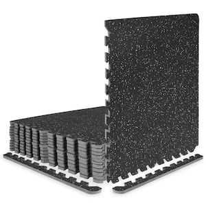 Rubber Top Exercise Puzzle Mat Grey 24 in. x 24 in. x 0.5 in. EVA Foam Interlocking Tiles (12-Pack (48 sq. ft.)