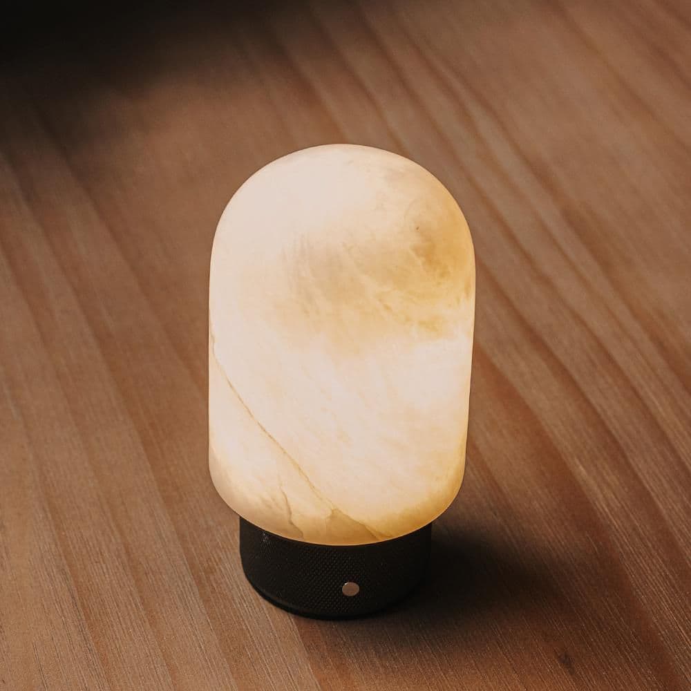 5 in. Natural White Alabaster and Black Rechargeable Integrated LED Dome Table Lamp with Alabaster Shade and USB Port price history on PriceWatchPro
