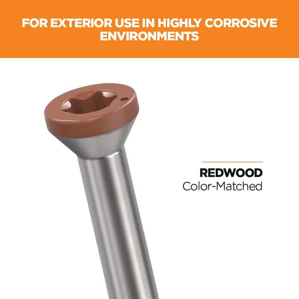 #8 1-5/8 in. 316 Stainless Steel Redwood Premium Star Drive Trim Screws (100-Count)
