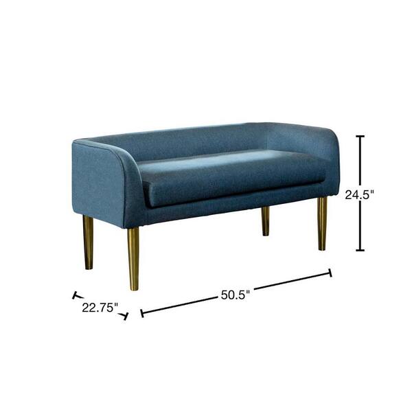 Coaster Home Furnishings Blue and Gold Bench with Low Back 24.5 in