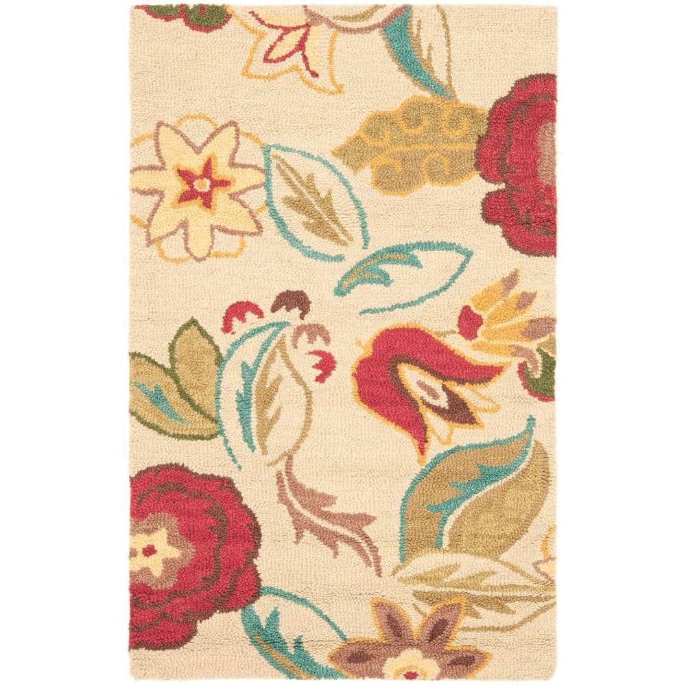 Handmade Red Floral Wool Tufted Rectangular Area Rug