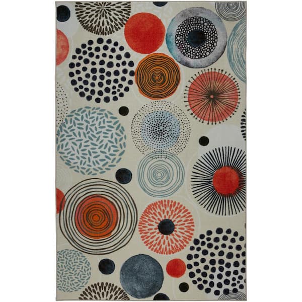 Mohawk Home Textured Circles Multi 5 ft. x 8 ft. Geometric Area Rug