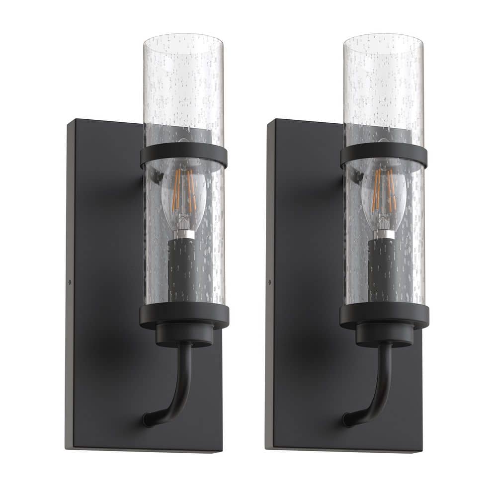 5 in. 1-Light Farmhouse Black Wall Sconce Vintage Vanity Light with Clear Glass Shade for Bathroom, Bedroom Hallway price history on PriceWatchPro