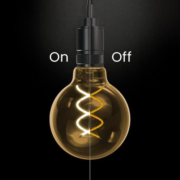 40-Watt Equivalent G25 Globe Dimmable Filament Amber Glass E26 LED Vintage Edison Light Bulb, Warm White 2100K