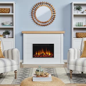 Marshall 49 in. Freestanding Wooden Electric Fireplace in White