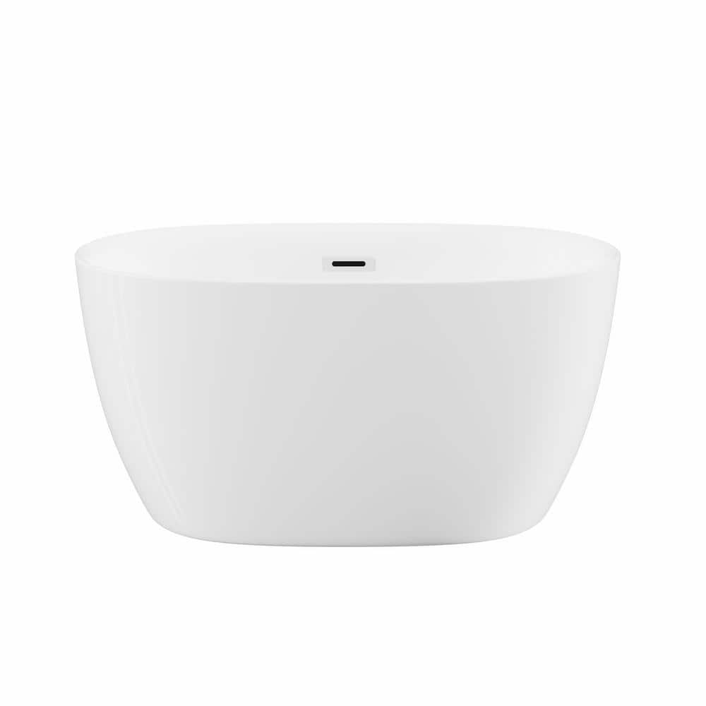 47 in. x 28 in. Acrylic Oval Freestanding Soaking Bathtub in White With Chrome Overflow and Pop-Up Drain price history on PriceWatchPro