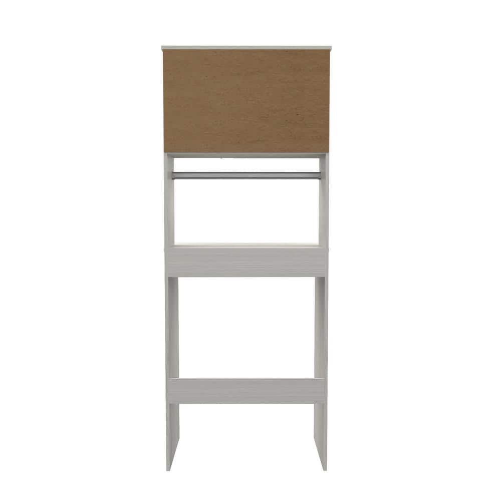 Washed Oak Freestanding Laundry Cabinet with Adjustable Shelving