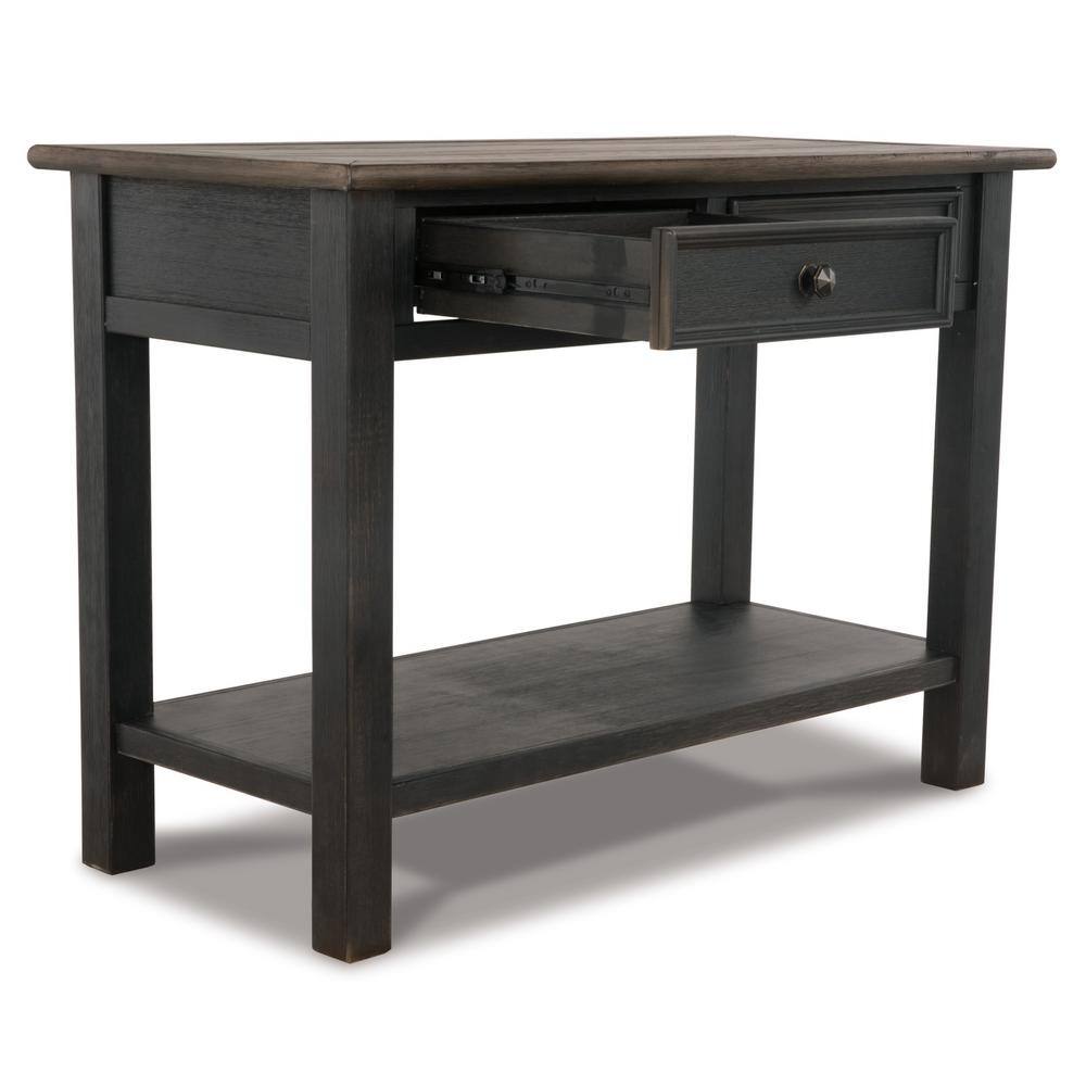 Contemporary Black and Brown Rectangular Sofa Table with Storage