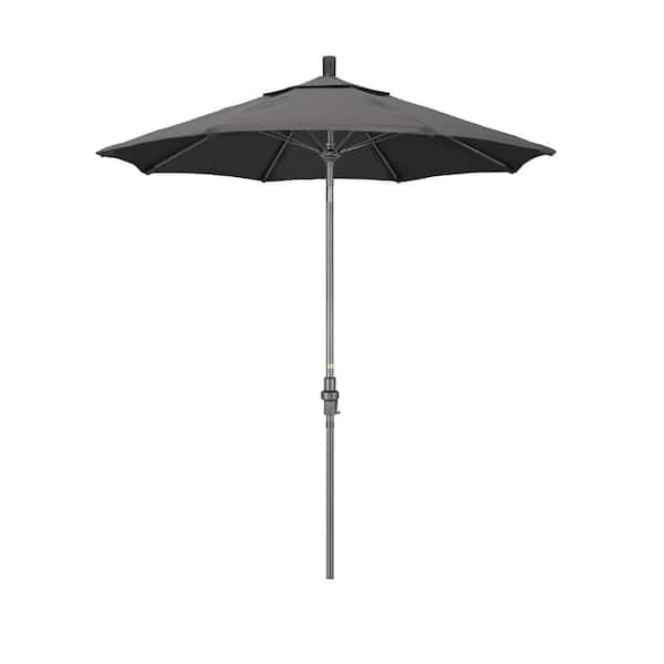 California Umbrella 7.5 ft. Grey Aluminum Market Collar Tilt Crank Lift Patio Umbrella in Charcoal Sunbrella