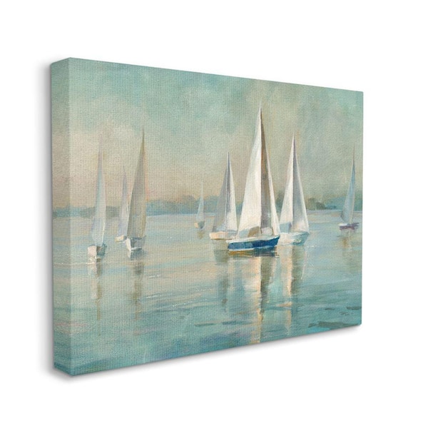 Stupell Industries "Traditional Sailboats Water Lake Nautical Painting" by Danhui Nai Unframed Nature Canvas Wall Art Print 16 in. x 20 in.