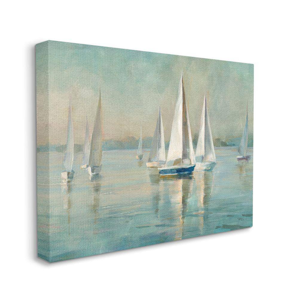 Traditional Sailboats Water Lake Nautical Painting by Danhui Nai Unframed Nature Canvas Wall Art Print 24 in. x 30 in. price history on PriceWatchPro
