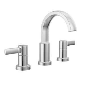 Albion 8 in. Widespread Double Handle Bathroom Faucet with Drain Kit Included in Chrome