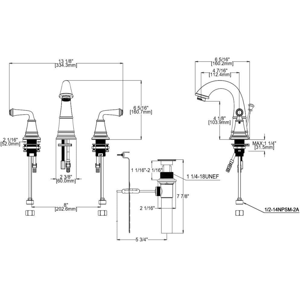 Eden 8" Oil Rubbed Bronze Widespread Bathroom Faucet