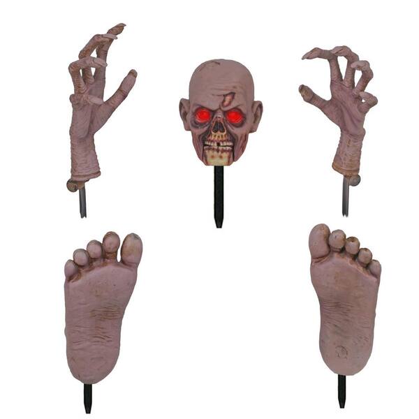 Home Accents Holiday 17 in. Zombie Ground Breaker with LED Illumination Including Head, Hands and Feet Set