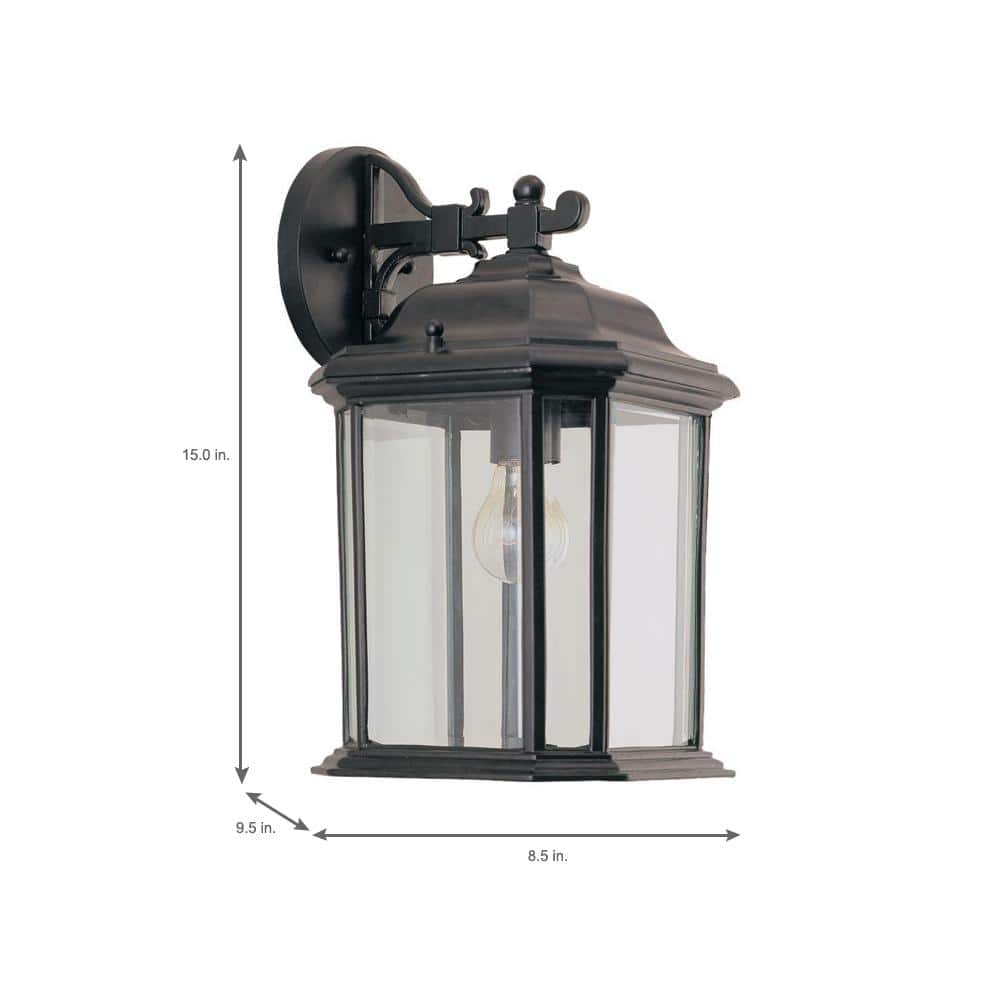 Kent Sleek Black Outdoor Sconce with Clear Beveled Glass