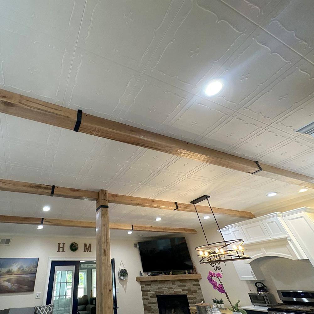Spring Buds Plain White Decorative Foam Glue-Up Ceiling Tile