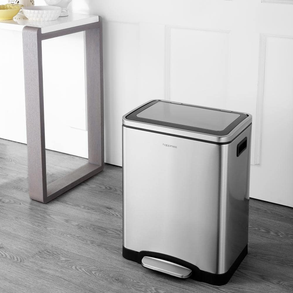 Elmo 8-Gallon Brushed Stainless Steel Kitchen Step Trash Can