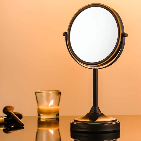 OVENTE Small Antique Bronze Lighted Tabletop Makeup Mirror (11.6 in. H x  7.1 in. W), 1x-7x Magnification MLT60BZ1X7X - The Home Depot