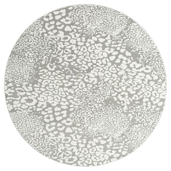 KALATY Serengeti Grey 6 ft. Round Abstract Area Rug