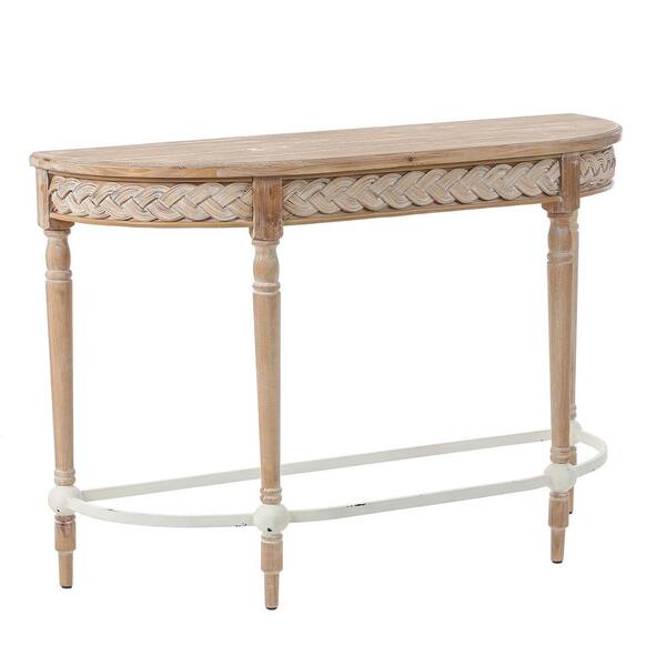 Luxen Home 15 8 In L White And Brown Half Circle Natural Wood Console Table Whif1473 Luxen Home 15 8 In L White And Brown, Half Round Hall Table Australia