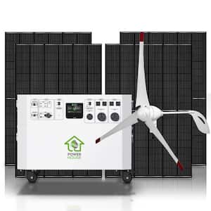 Powerhouse Gold Plus WE 7,200-Watt Electric Switch Solar Generator with (4) 410-Watt Panels, (1) Wind Turbine and Wheels