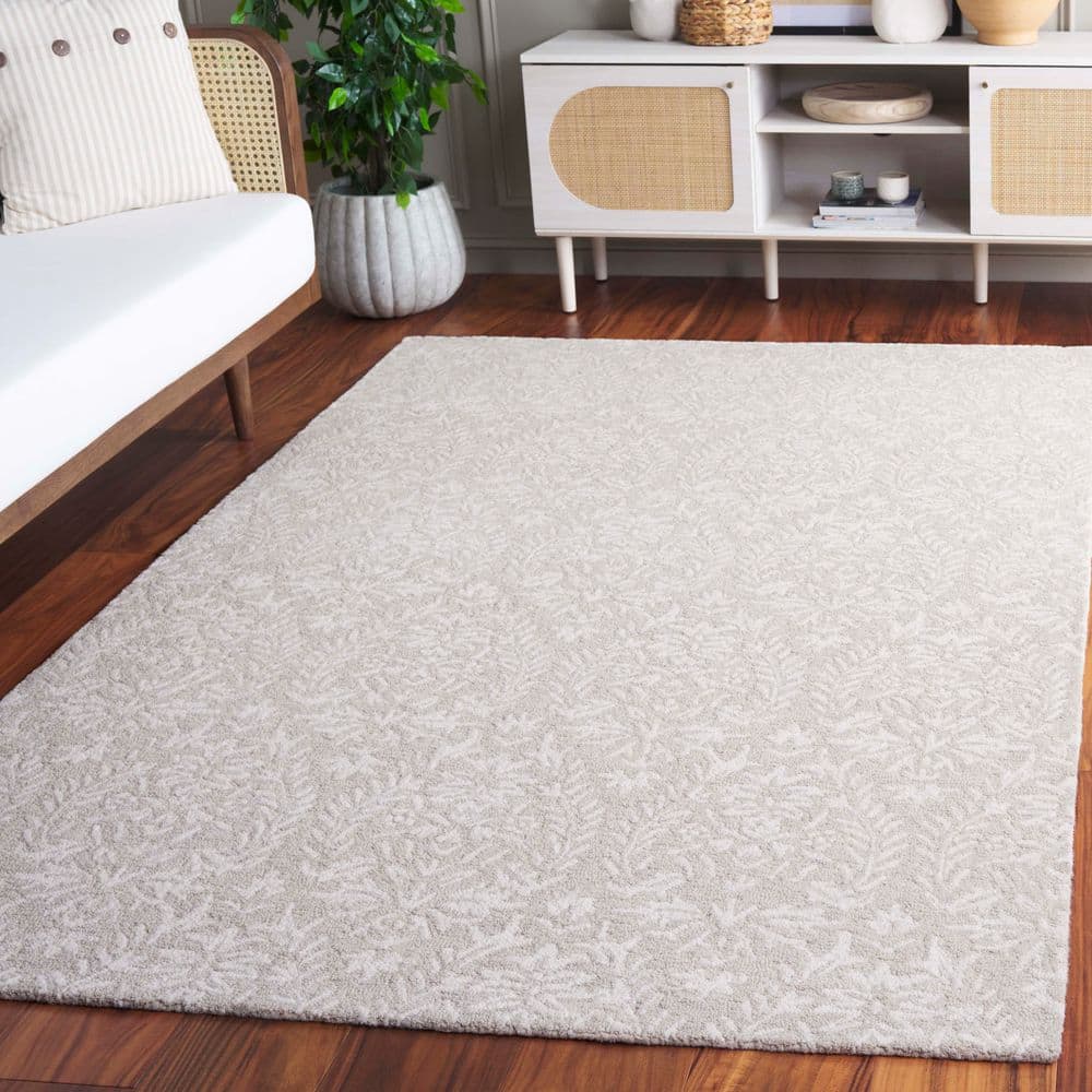 Ebony 6 ft. x 6 ft. Square Light Gray/Ivory Minimalist Tonal floral Area Rug price history on PriceWatchPro
