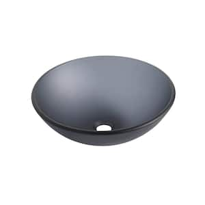 16.5 in. Drop-In Round Bathroom Sink in Matte Gray Tempered Glass