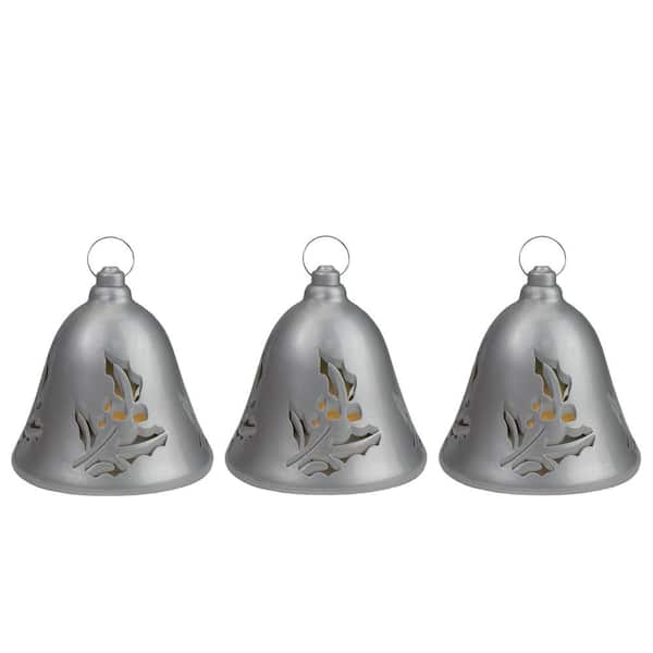 Northlight 6.5 in. Musical Lighted Silver Bells Christmas Decorations Set of 3