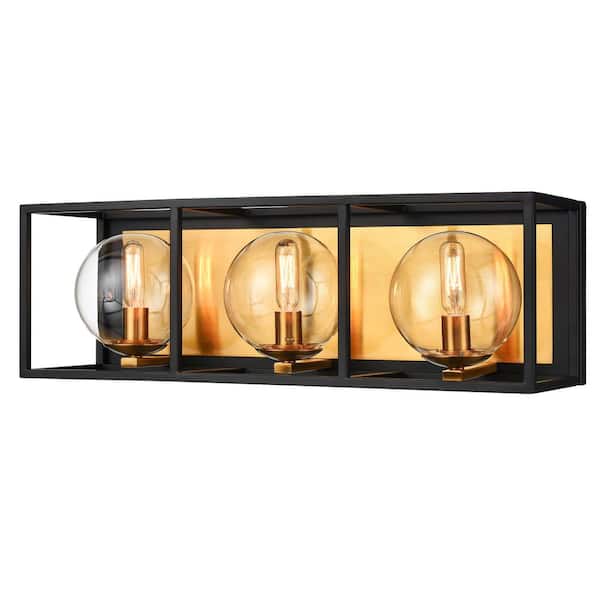 Light Society Vinn 3 Black Brushed Brass Vanity Ls V457 Bk Bb Light Society Vinn 3 Black, Brushed Brass Vanity Light Fixtures