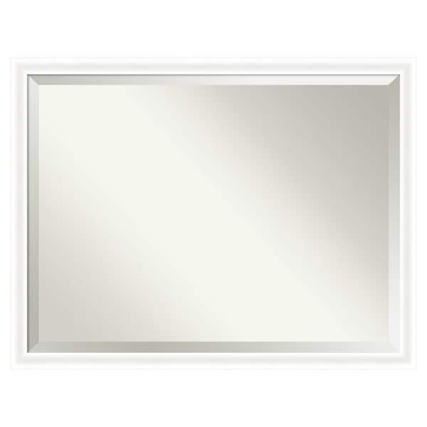Oliver White Narrow 43 in. x 33 in. Beveled Modern Rectangle Wood Framed Bathroom Wall Mirror