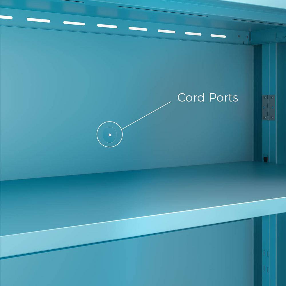 Modern Blue Steel Freestanding Storage Cabinet with Adjustable Shelves