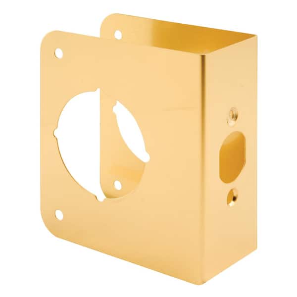 Prime-Line 1-3/4 in. x 4-1/2 in. Thick Solid Brass Lock and Door Reinforcer, 2-1/8 in. Single Bore, 2-3/4 in. Backset